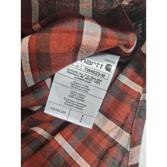 Mens Carhartt Loose‎ Fit Button-Down Midweight Chambray Shirt Size Small NWT Red - Picture 9 of 12